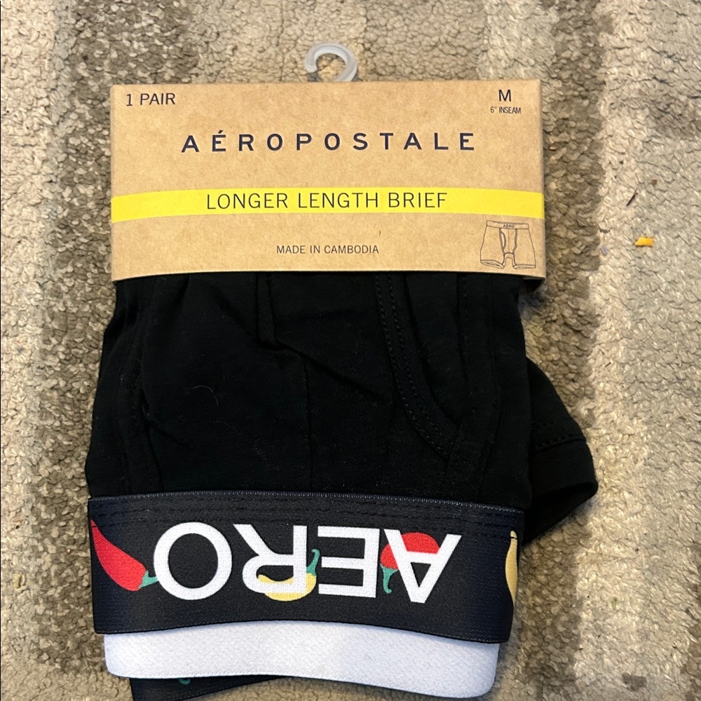 Aeropostale Black Briefs with Pepper Design Waistband